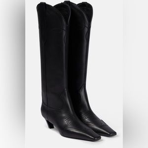 ::SOLD:: KHAITE The Dallas Knee High boot in Black Leather 38.5